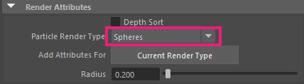 render attributes for our particles