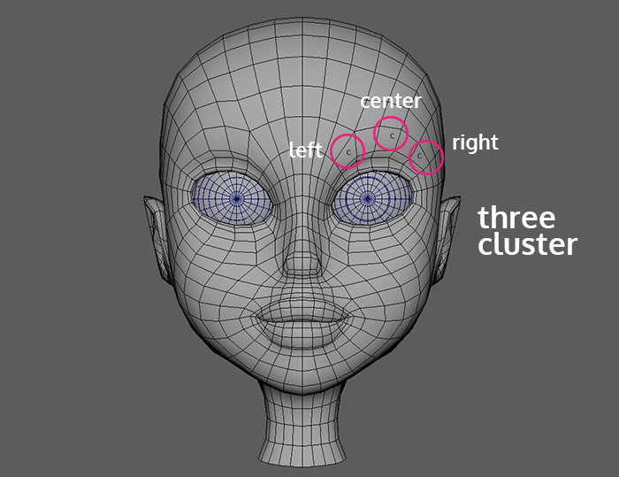 cluster creation - left eyebrow