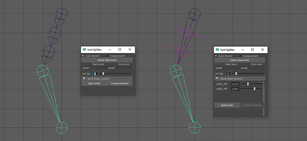 joint splitter, split joints and create interface