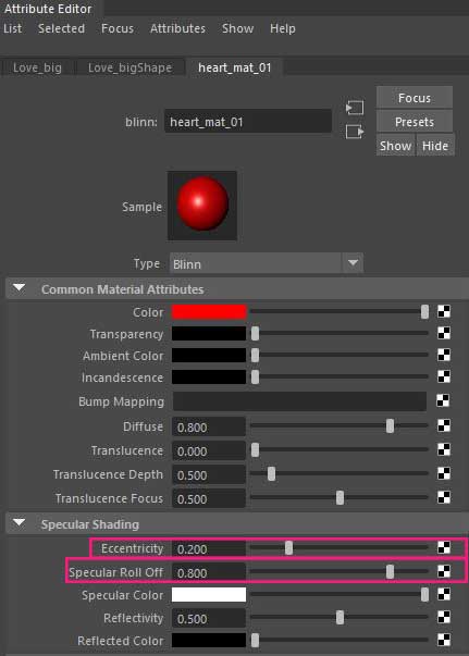 assign new blinn material settings