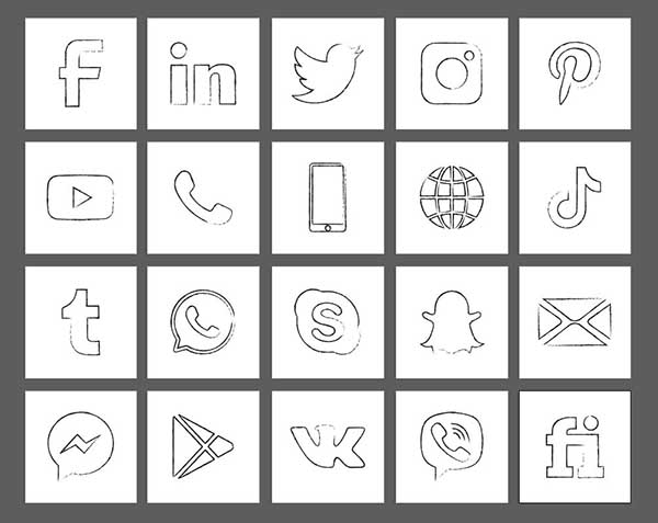 minimal vector icons ink style black version