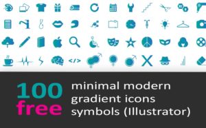 Free 100 Minimal Modern Blue Green Gradient Icons