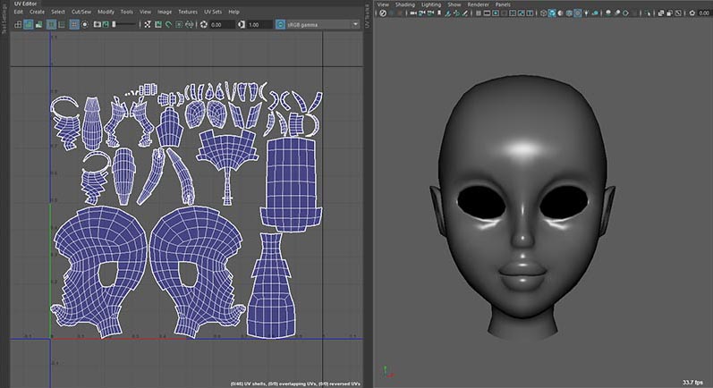 3D head in Maya ready to export