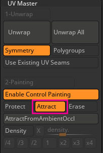 control painting, attract option