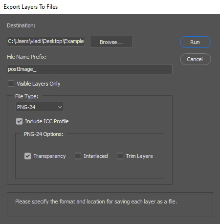 export layer to files settings