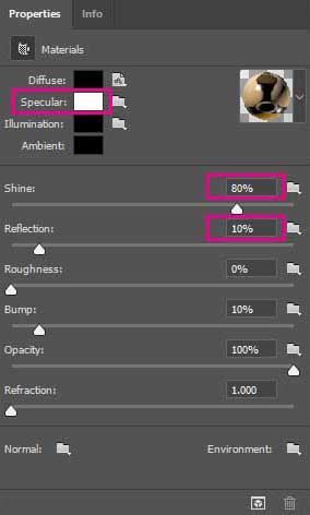 material properties panel