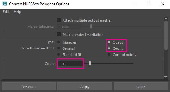 maze, convert to polygons in Maya