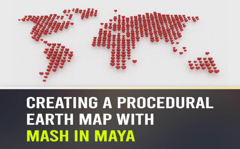 Creating a procedural earth map with MASH in Maya