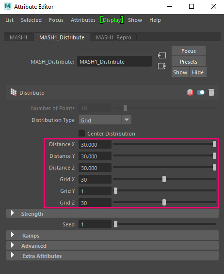 mash distribute node, change settings