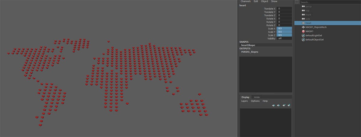 Creating a procedural earth map with MASH in Maya