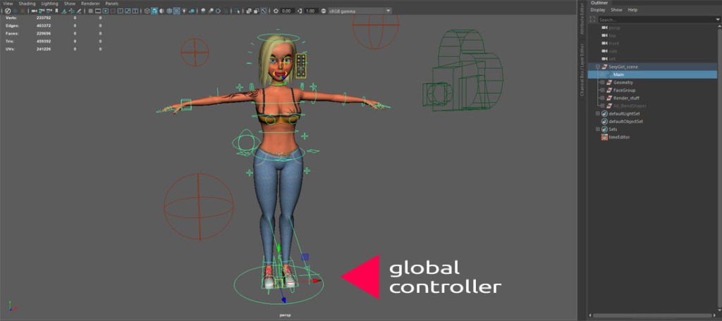 create a turntable in Maya, global controller