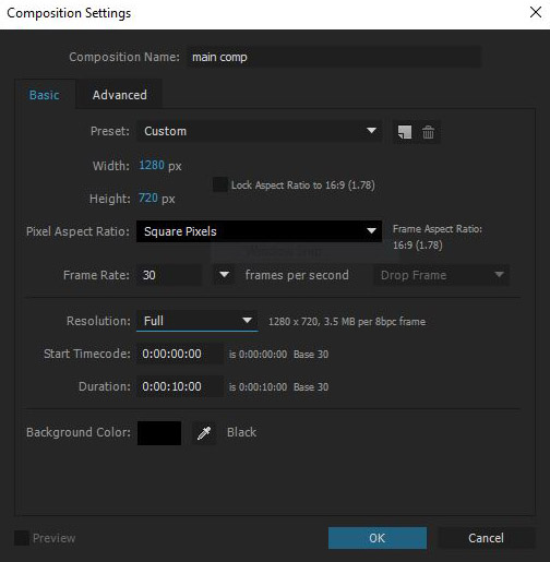 composition settings