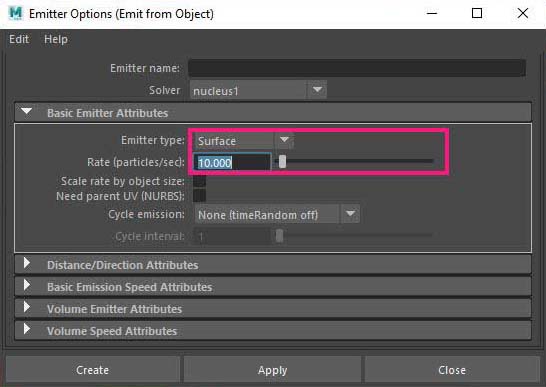 create an emitter from object options