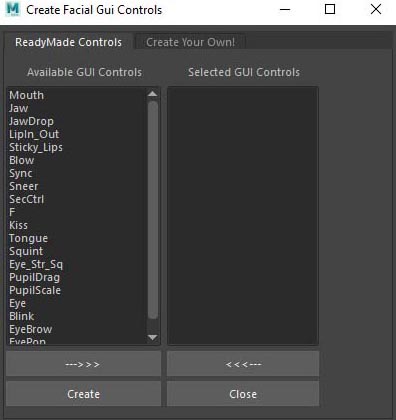 create facial GUI controls - window script