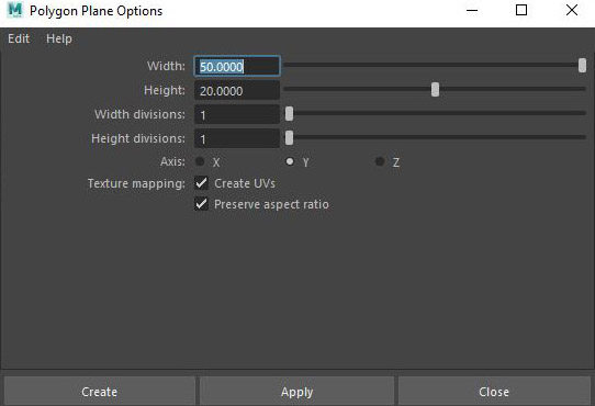 create polygon plane options