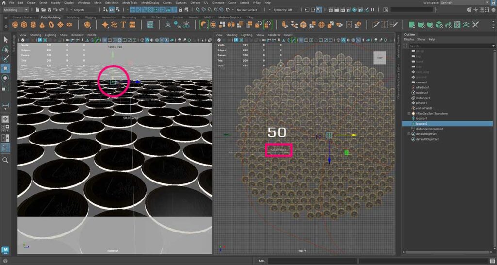 setting up the distance between the camera and the objects