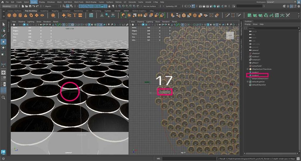 setting up the distance between the camera and the objects for the Depth black