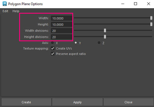 create a polygon plane options