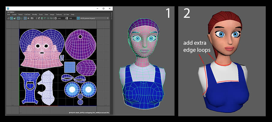 adding extra edge loops in Maya before exporting to Zbrush, for better results in the bake process in Zbrush