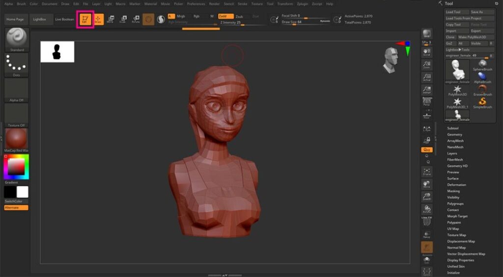 Engineer female in Zbrush 