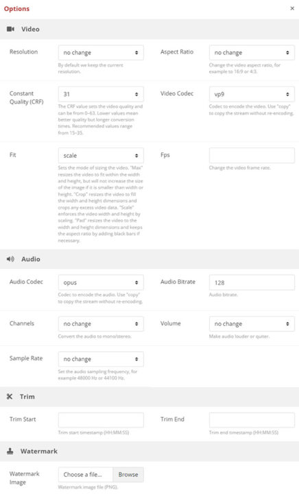 webm format settings