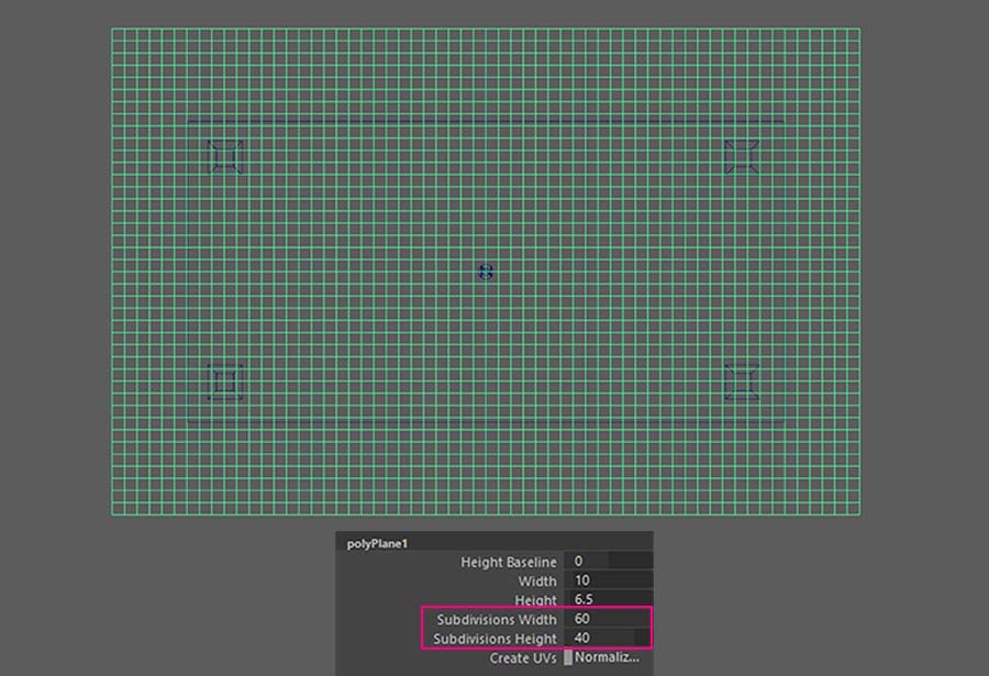 create a plane for tablecloth, crank up the width and height subdivisions