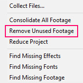 remove unused footage in after effects