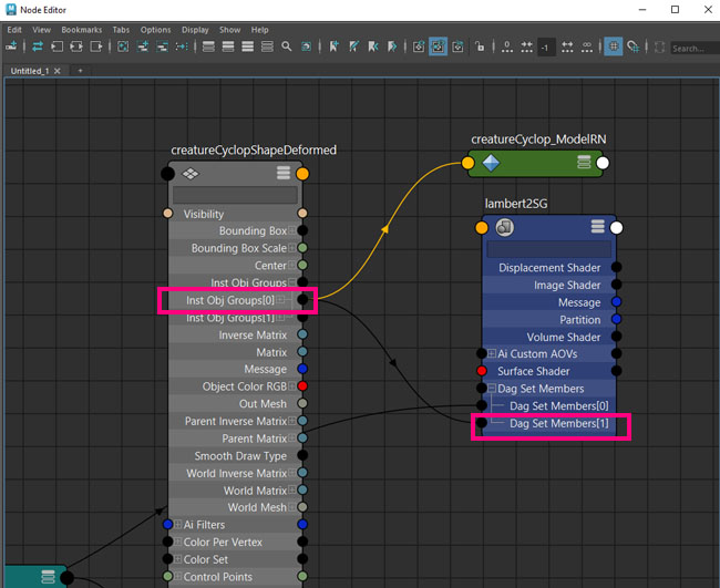 connect the ShapeDeformed note into Shader to fix green shader issue in Maya