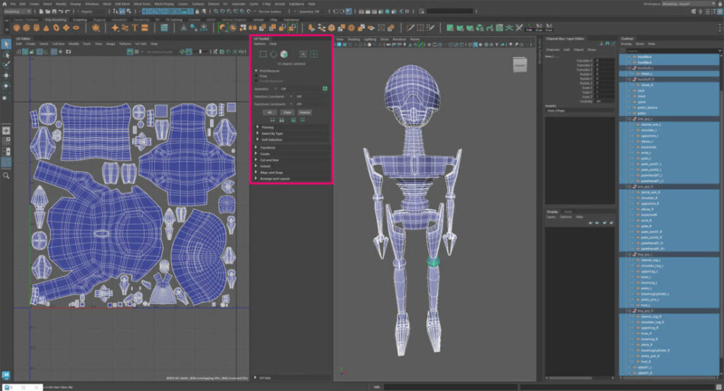 activate the UV Toolkid from UV Editor in Maya