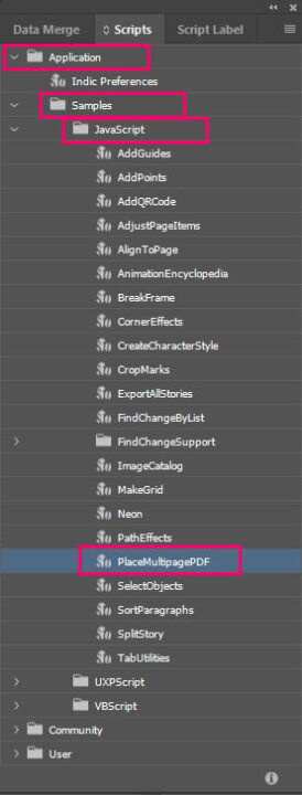 from the script window, select the PlaceMultipagePDF scipt