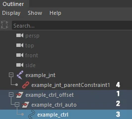 Automatic FK Controls for Joints, created all four nodes