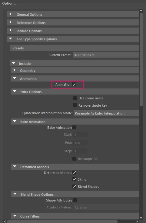 bake simulation in Maya, FBX export options, make sure you have checked Animation