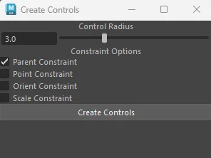 Automatic FK Controls for Joints UI in Maya