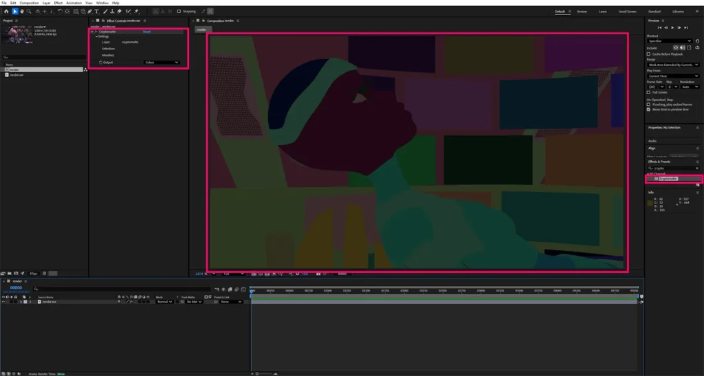 apply cryptomatte effect in After Effects