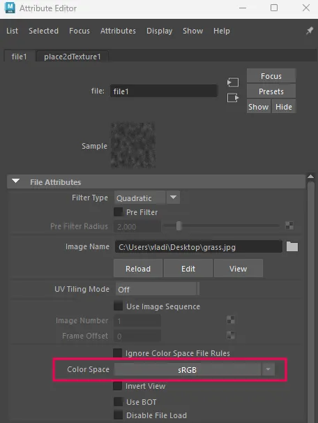 color space sRGB mode