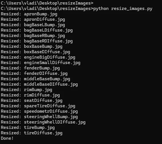 resize images process has been completed
